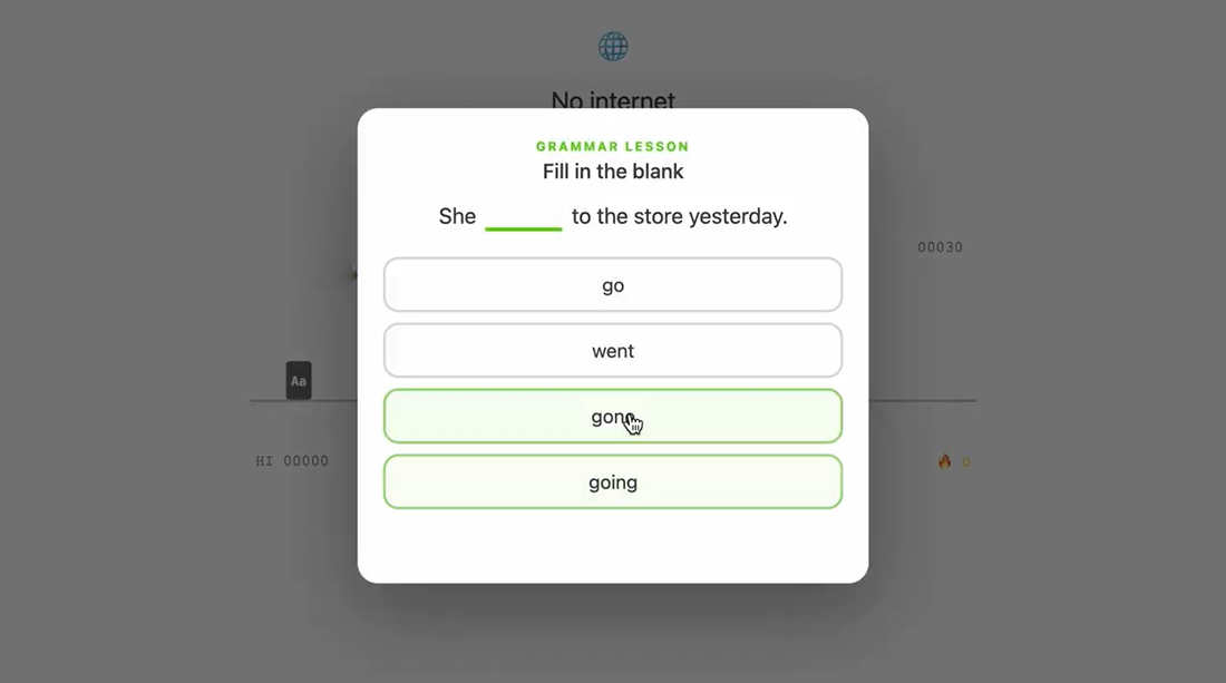 Grammar lesson: fill in the blank